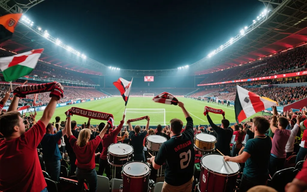 世界杯决赛球场看台上的多元球迷文化：旗帜、围巾、鼓点与灯光交织的主场氛围
